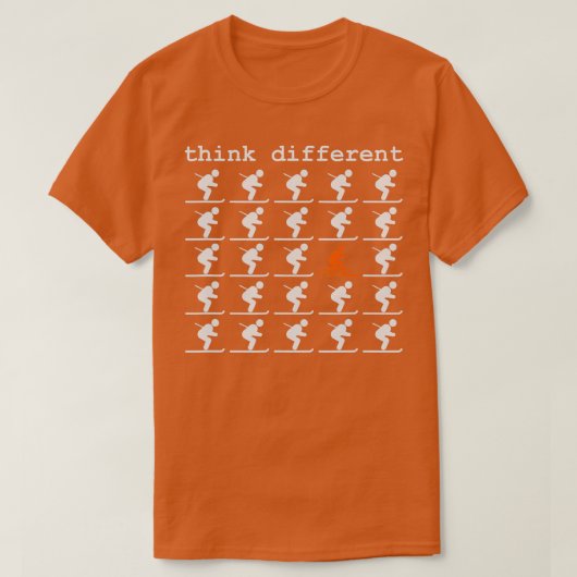 Telemark Skiing Free your Heel - Think Different S Tシャツ (デザイン正面)