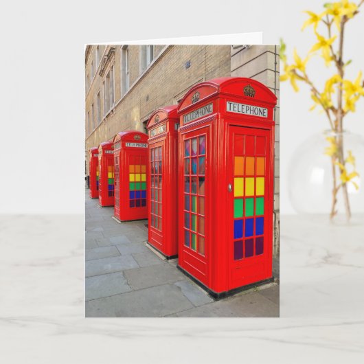Telephone Boxes in London カード (黄色い花)