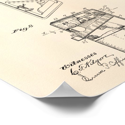 Telephone Toll 1904 Patent Art Old Peper ポスター (角)