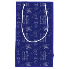Telescope Schematics Gift Bag in Blue スモールペーパーバッグ