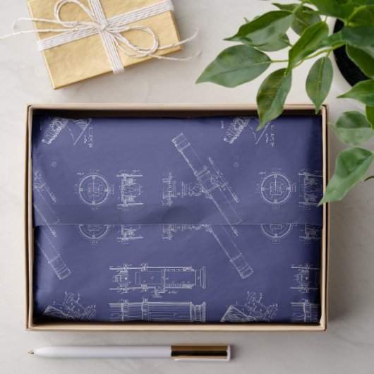 Telescope Schematics Tissue Paper in Blue 薄葉紙 (ギフト)