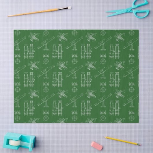 Telescope Schematics Tissue Paper in Green 薄葉紙 (クラフト)
