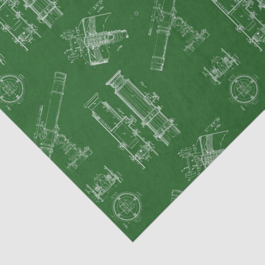 Telescope Schematics Tissue Paper in Green 薄葉紙 (詳細)