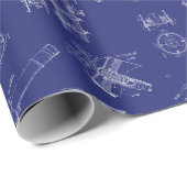 Telescope Schematics Wrapping Paper in Blue ラッピングペーパー (ロールコーナー)