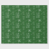 Telescope Schematics Wrapping Paper in Green ラッピングペーパー (フラット)