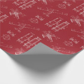 Telescope Schematics Wrapping Paper in Red ラッピングペーパー (角)