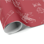 Telescope Schematics Wrapping Paper in Red ラッピングペーパー (ロールコーナー)