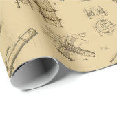 Telescope Schematics Wrapping Paper in Sepia ラッピングペーパー (ロールコーナー)