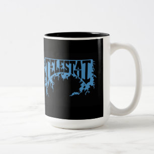 Telestaiの青いロゴのコーヒーカップ ツートーンマグカップ