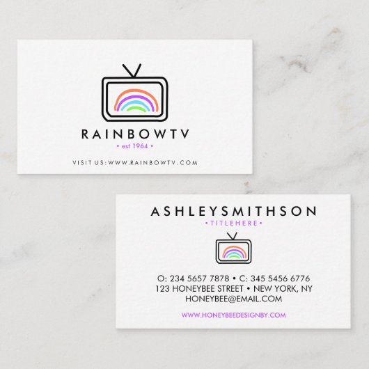 Television rainbow hand drawn rgb media 名刺 (正面/裏面)
