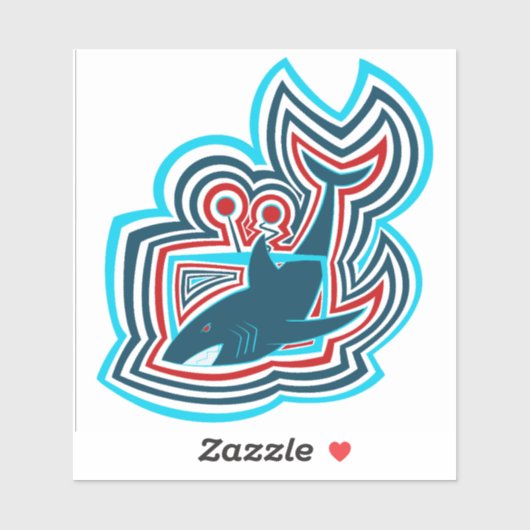 Television Shark Graphic Ripples シール (シート)