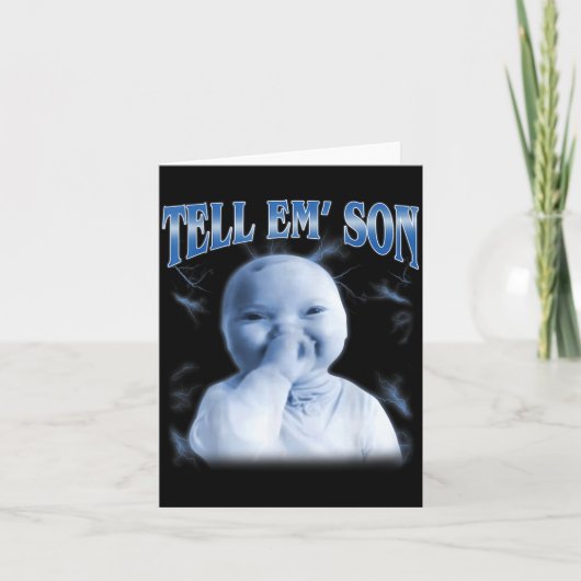 Tell em Son Ai Niche Baby Holding Laugh Gen Z Tuff カード (正面)