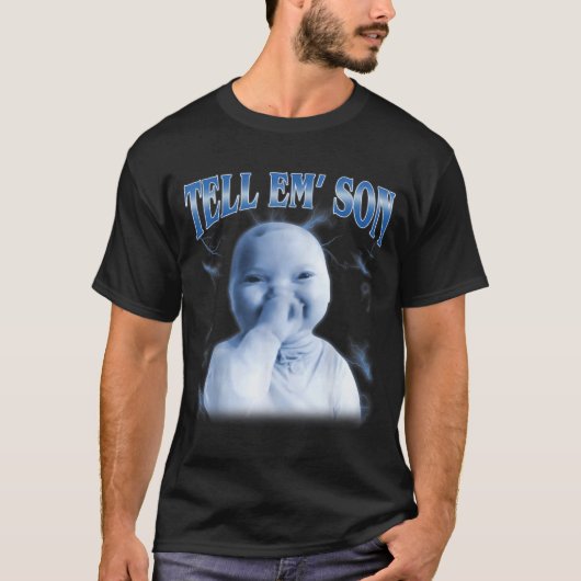 Tell em Son Ai Niche Baby Holding Laugh Gen Z Tuff Tシャツ (正面)