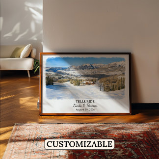 Telluride Colorado Poster, Watercolor, Custom ポスター