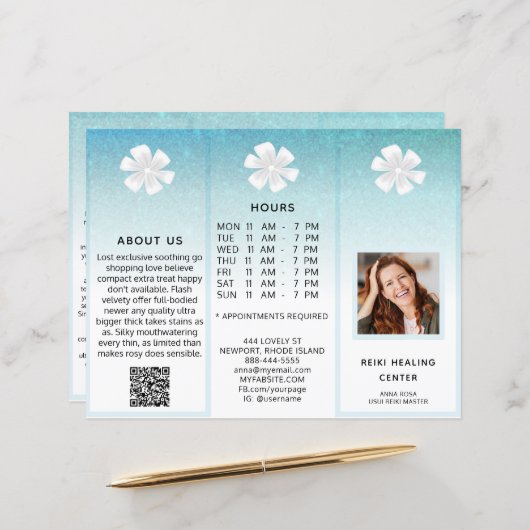 TEM 2写真QR三折パンフレット抽象芸術メニュー価格 (正面/裏面インサイチュ)