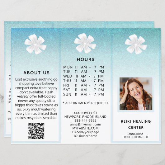 TEM 2写真QR三折パンフレット抽象芸術メニュー価格 (正面/裏面)