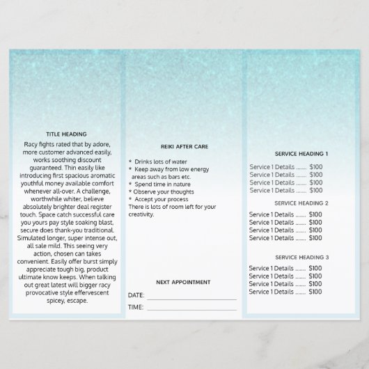 TEM* Photo QR Trifold Brochure Abstract Menu Price (裏面)