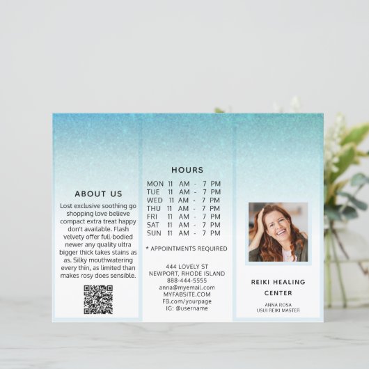 TEM* Photo QR Trifold Brochure Abstract Menu Price (スタンド正面)