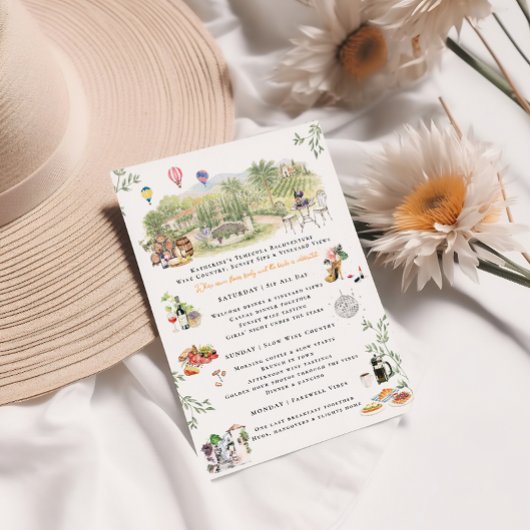 Temecula Wine Country Bachelorette Itinerary 招待状