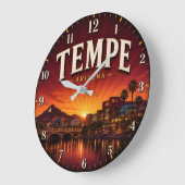 Tempe Arizona Desert Sunset City ラージ壁時計 (傾斜)