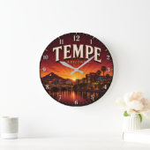 Tempe Arizona Desert Sunset City ラージ壁時計 (ホーム)