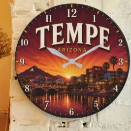 Tempe Arizona Desert Sunset City ラージ壁時計
