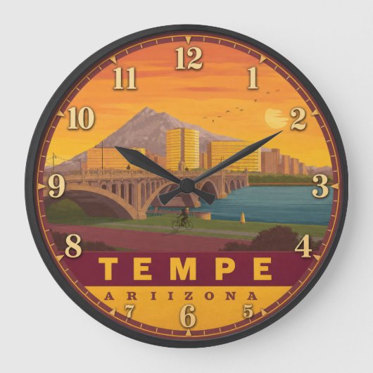 Tempe Arizona Sunset Bridge ラージ壁時計 (正面)