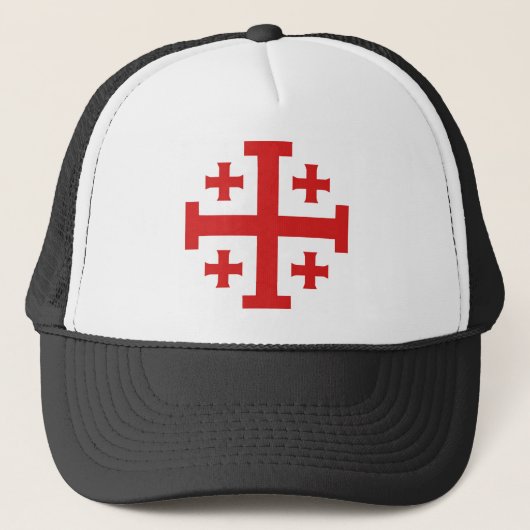 Templar Crusader Jerusalem Cross Trucker Hat キャップ (正面)