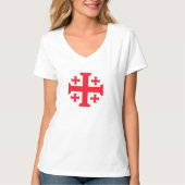 Templar Jerusalem Cross Women's V-Neck Tee Tシャツ (正面)