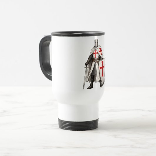Templar Knight Crusader Travel Mug トラベルマグ (正面左)