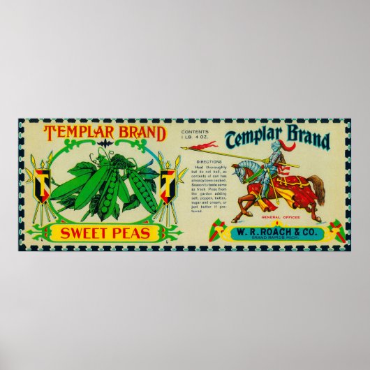 Templar Peas LabelGrand Rapids, MI ポスター (正面)