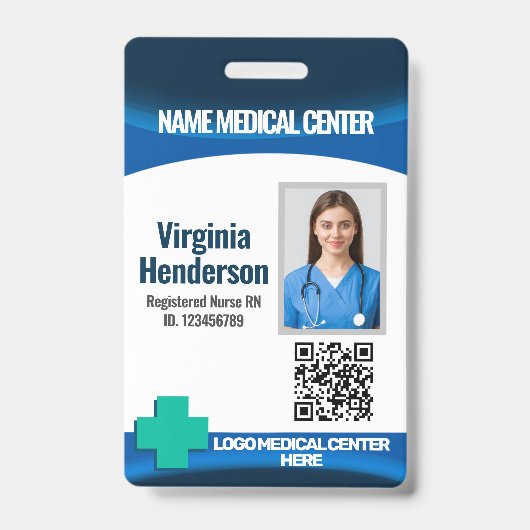 Template Employee Photo Nurse ID Badge バッジ (表面)