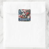 Template for Patriotic American Flag Eagle Sticker スクエアシール (バッグ)
