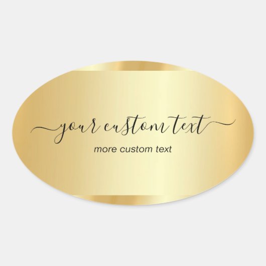 Template Gold Calligraphy Script Your Custom Text 楕円形シール (正面)
