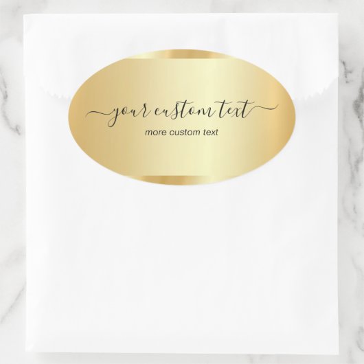 Template Gold Calligraphy Script Your Custom Text 楕円形シール (バッグ)
