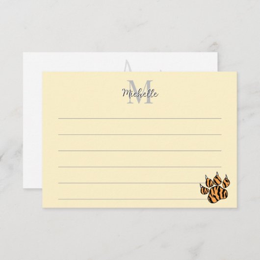 Template Lined Monogram Custom ノートカード (正面/裏面)