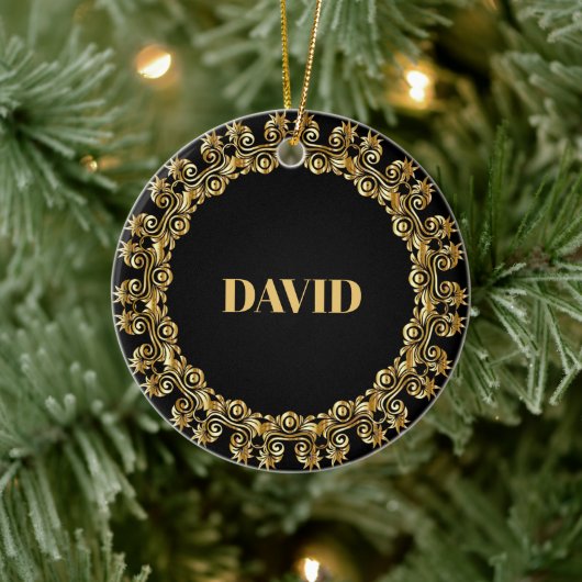 TEMPLATE, Name, Decorative gold frame セラミックオーナメント (ツリー)