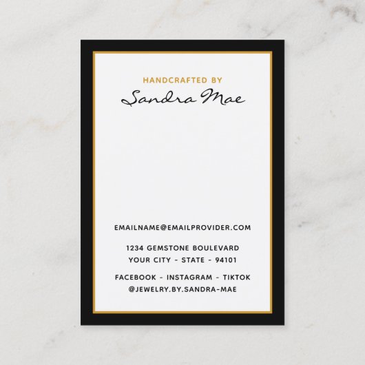 TEMPLATE Simple Earring Jewelry Display Card 名刺 (裏面)