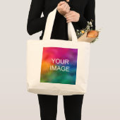 Template Tote Bags Your Image Photo Logo Here ラージトートバッグ (正面(商品))