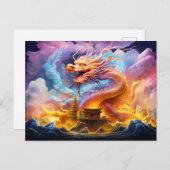 Temple Grace – Chinese Airbrush Dragon in Pink and ポストカード (正面/裏面)