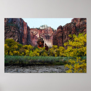 Temple of Sinawa, Zion in Utah, 12x8 ポスター