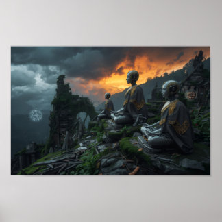  Temple of the Last AI Monks: Futuristic Sci Fi  ポスター