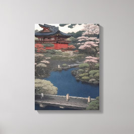 Temple on the river - Japan キャンバスプリント
