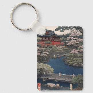 Temple on the river - Japan キーホルダー
