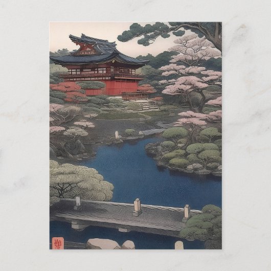 Temple on the river - Japan ポストカード (正面)