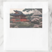 Temple on the river - Japan 長方形シール (バッグ)