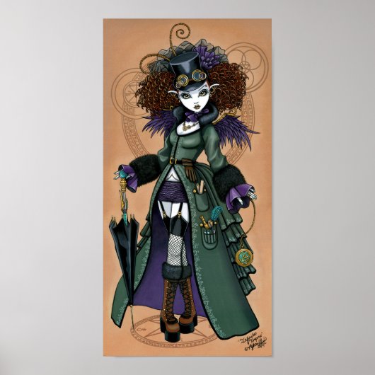 Temple Victorian Steampunk Time Traveler Angel ポスター (正面)