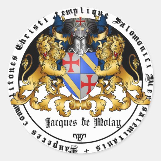 Templer Großmeister Jacques de Molay Aufkleber ラウンドシール (正面)