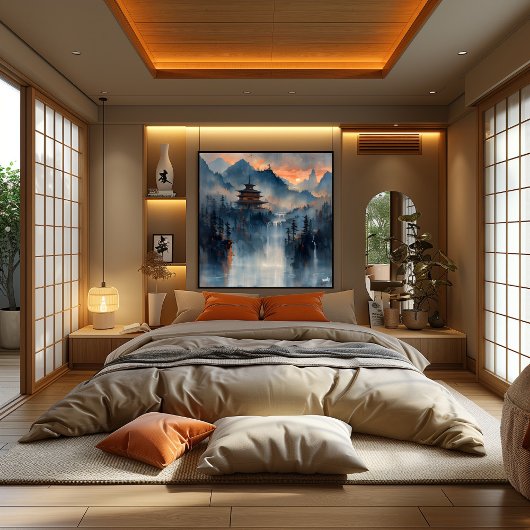 Templo en las Montañas: Impresionista y Realista ポスター