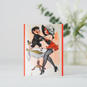 Temptressのヴィンテージのクリスマスの幸せなKrampus シーズンポストカード (スタンド正面)